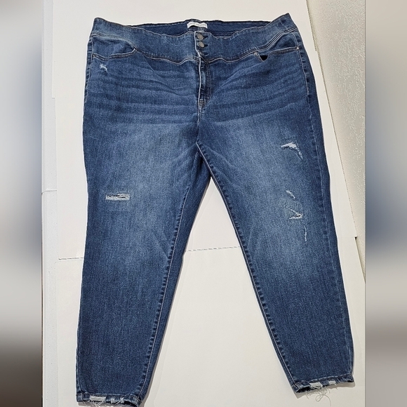 Lane Bryant Jeggings High-Rise Flex Magic Waistband Distressed Denim Jeans 26 - Picture 2 of 15
